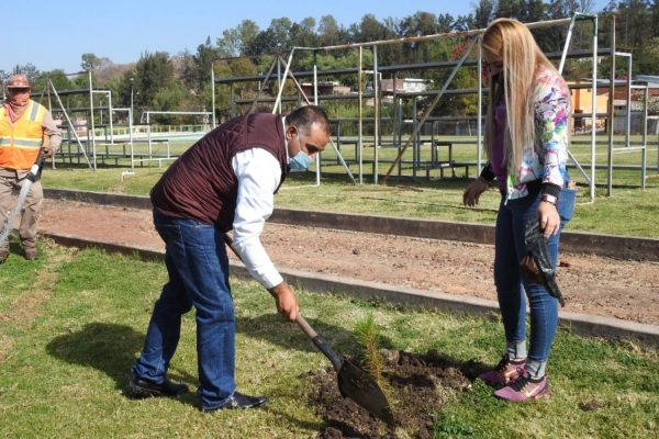 Realiza Alcalde Isidoro Mosqueda Reforestación en la Unidad Deportiva El Bosque