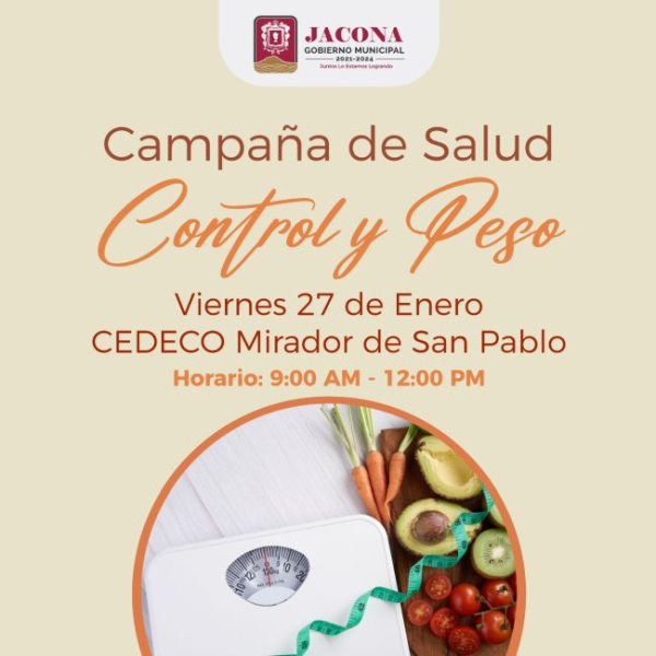 Campaña de Salud sobre Control y Peso este viernes 27 de enero en el CEDECO San Pablo