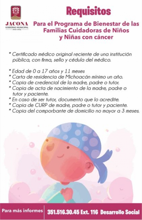 Sigue vigente el Programa de Bienestar de las Familias Cuidadoras de Niños y Niñas con Cáncer