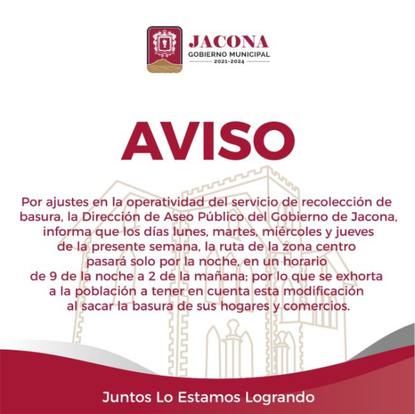 Provisionalmente cambia de horario recolección de basura en Zona Centro de Jacona