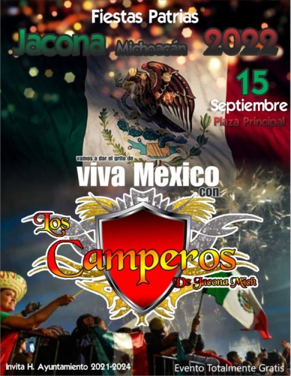 Gran Fiesta Mexicana los días 15 y 16 de septiembre