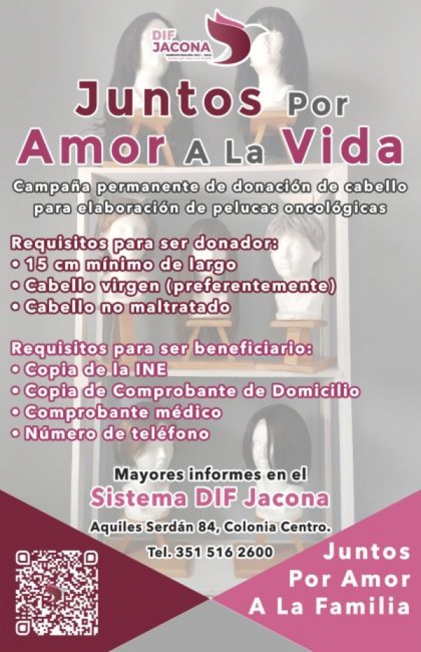 DIF Jacona invita a su campaña permanente de donación de cabello