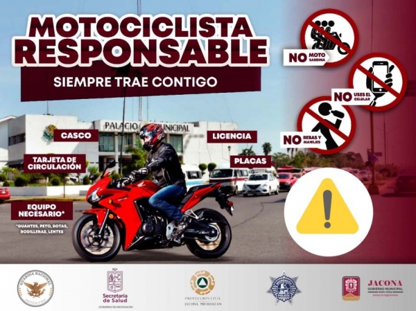 Invitación a todos los motociclistas a respetar las indicaciones necesarias para evitar incidentes o multas