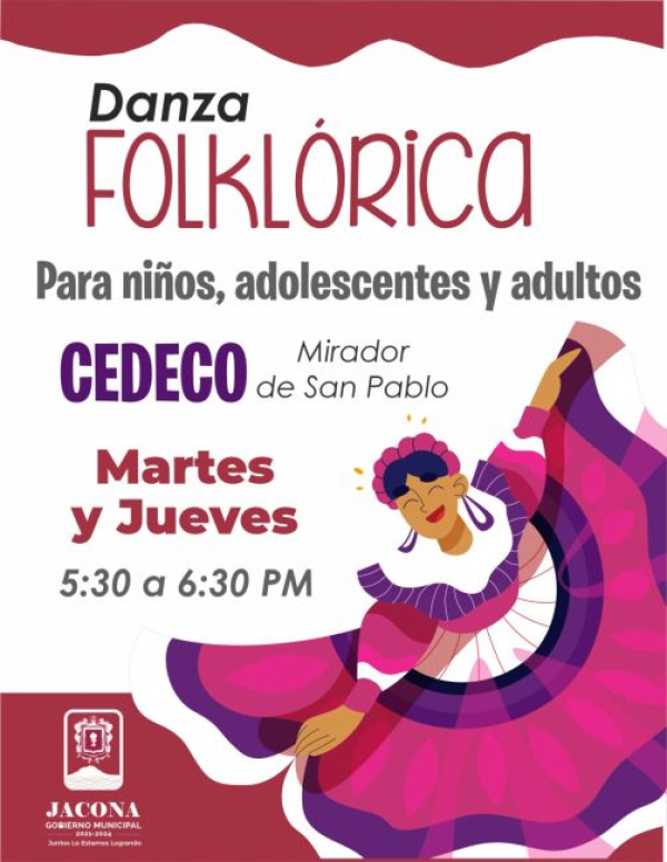 CEDECO SAN PABLO invita a niños, adolescentes y adultos a formar parte del taller de Danza Folklórica